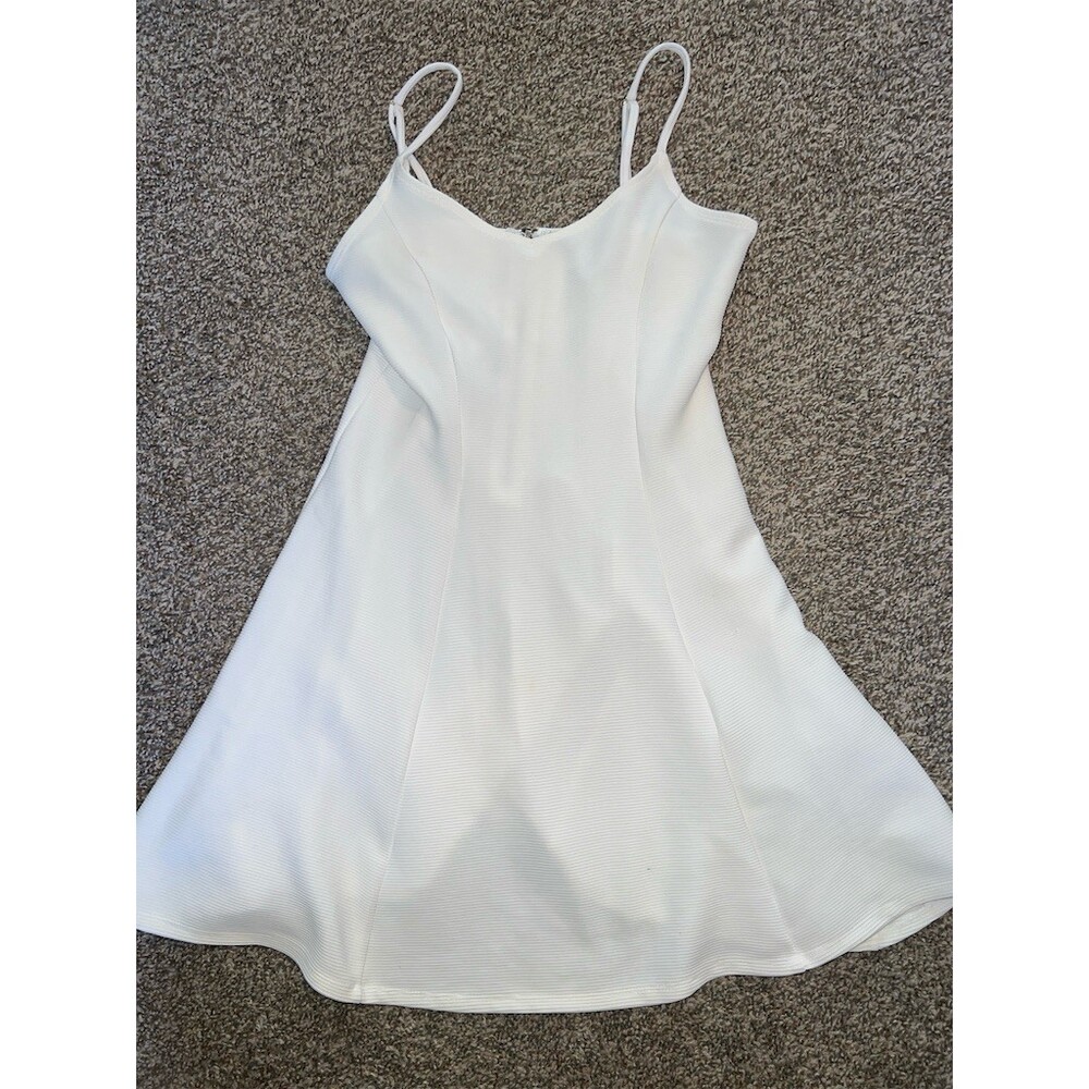 Forever 21 Dress Womens Size S White Fit & Flare Mini V-Neck Back Zip - Picture 5 of 6